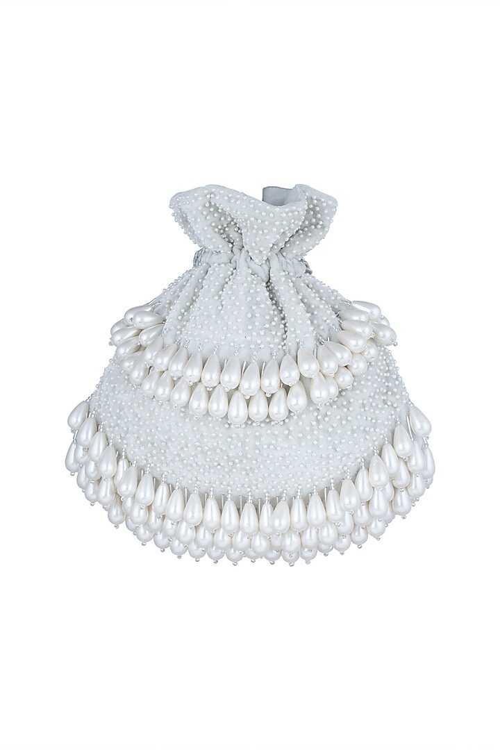Mint Green Embellished Oyster Potli by Aanchal Sayal at Pernia's Pop Up Shop