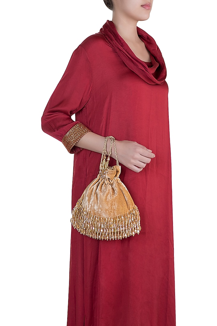 Gold Embellished Potli by Aanchal Sayal at Pernia's Pop Up Shop