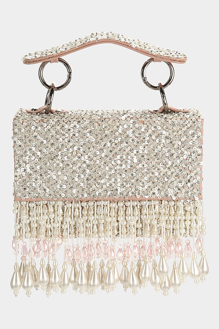 Blush Pink Sequins Embellished Mini Bag by Aanchal Sayal at Pernia's Pop Up Shop