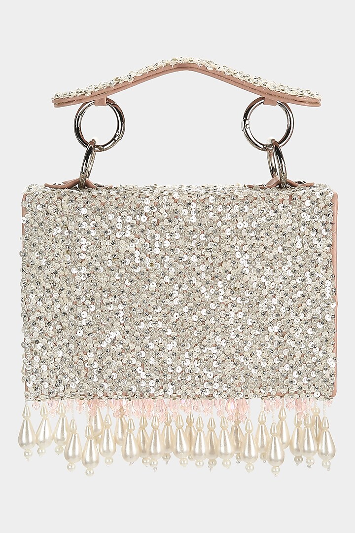 Blush Pink Sequins Embellished Mini Bag by Aanchal Sayal at Pernia's Pop Up Shop