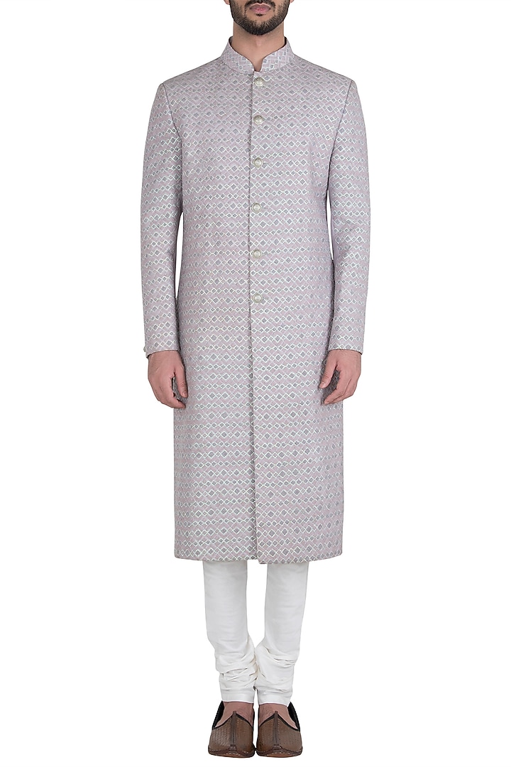 Lavender embroidered sherwani set available only at Pernia's Pop Up Shop.