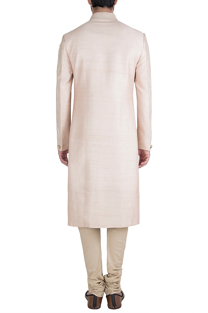 Cream embroidered sherwani set available only at Pernia's Pop Up Shop.