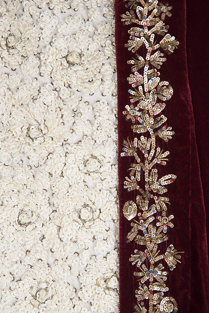 Cream embroidered sherwani with stole available only at Pernia's Pop Up Shop.