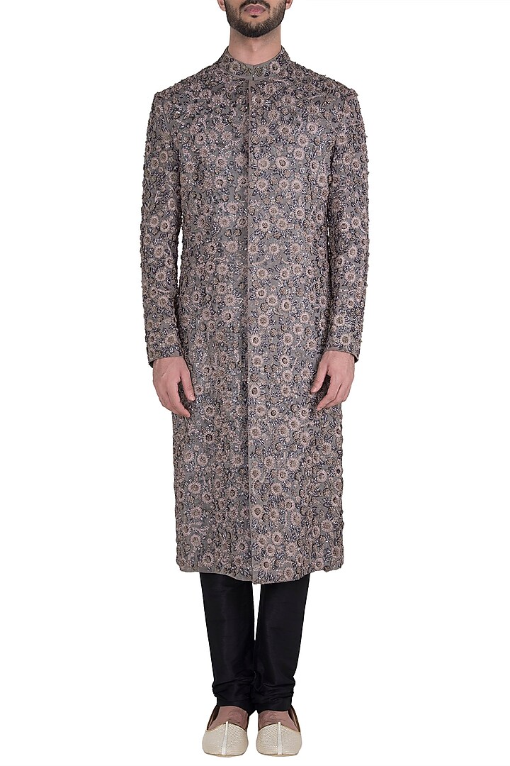 Lavender hand embroidered sherwani set available only at Pernia's Pop Up Shop.