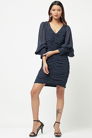 Blue Georgette Mini Dress by Attic Salt