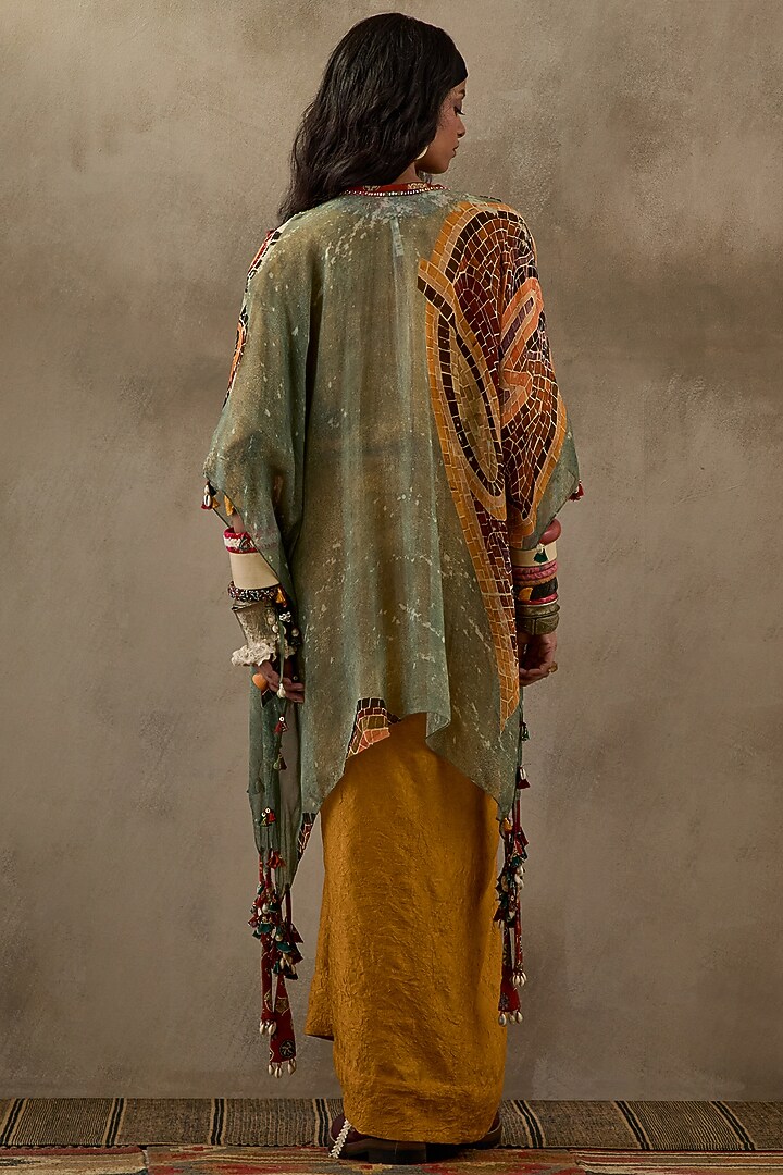 Yellow Crushed Silk Pleated Skirt Set by ASEEM KAPOOR at Pernia's Pop Up Shop