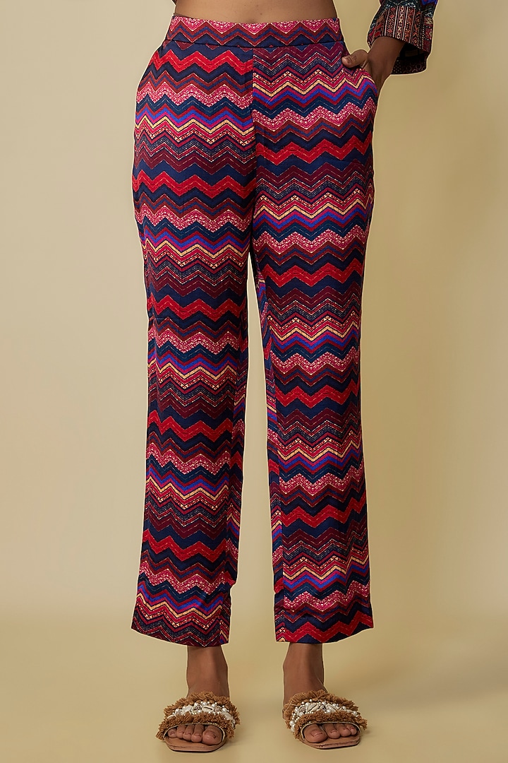 Multi-Colored Slub Satin & Cotton Silk Zardosi Embroidered Kurta Set by ASEEM KAPOOR at Pernia's Pop Up Shop