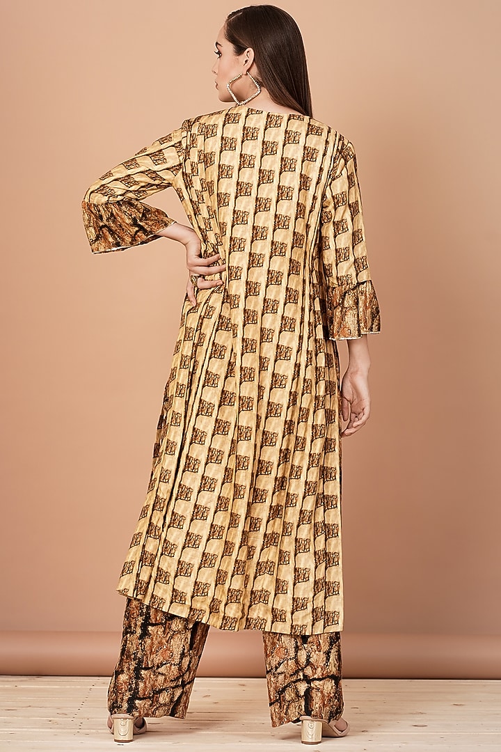 Gold & Brown Printed Kurta With Pants by Breathe By Aakanksha Singh at Pernia's Pop Up Shop