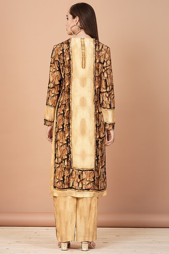 Gold & Brown Printed Kurta With Pants by Breathe By Aakanksha Singh at Pernia's Pop Up Shop