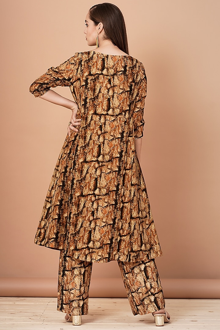Gold Printed Kurta With Pants by Breathe By Aakanksha Singh at Pernia's Pop Up Shop