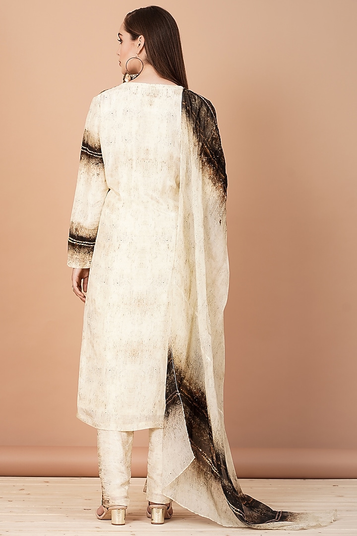 Beige & Brown Digital Printed Kurta Set by Breathe By Aakanksha Singh at Pernia's Pop Up Shop