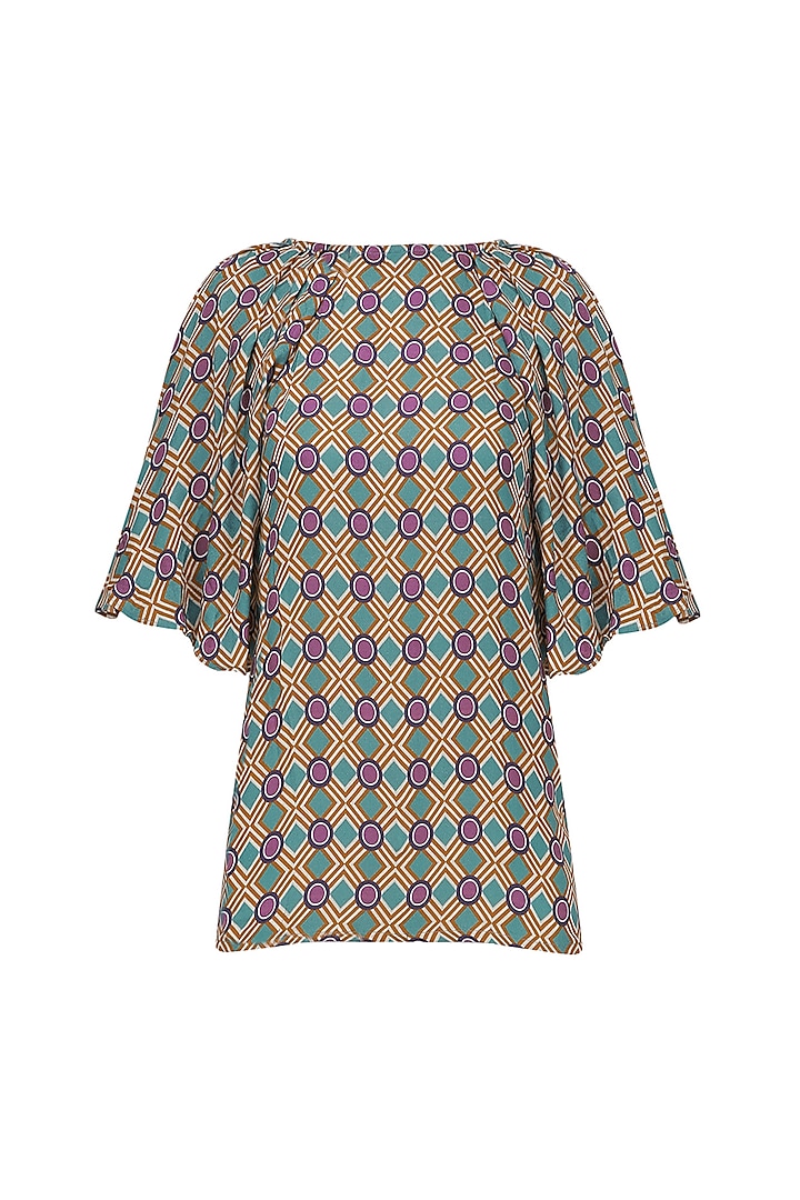 Geometric Printed Knife Pleated Top by Ash Haute Couture