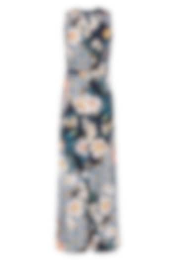 Blue shaded high neck ruched jumpsuit available only at Pernia's Pop Up Shop.