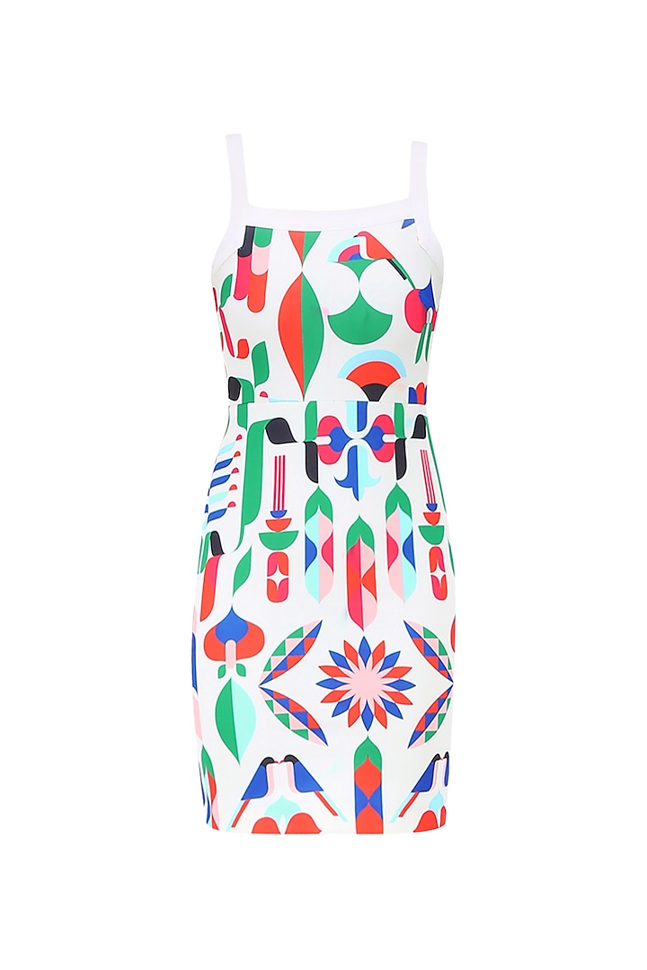 Ivory Retro Swan Print Shift Dress by Ash Haute Couture