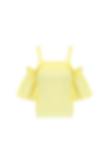 Yellow ruched bardot top available only at Pernia's Pop Up Shop.