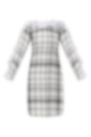 Black and White Tartan Print Knee Length Dress by Ash Haute Couture