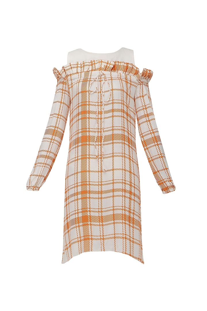 Orange Cold Shoulder Dress by Ash Haute Couture
