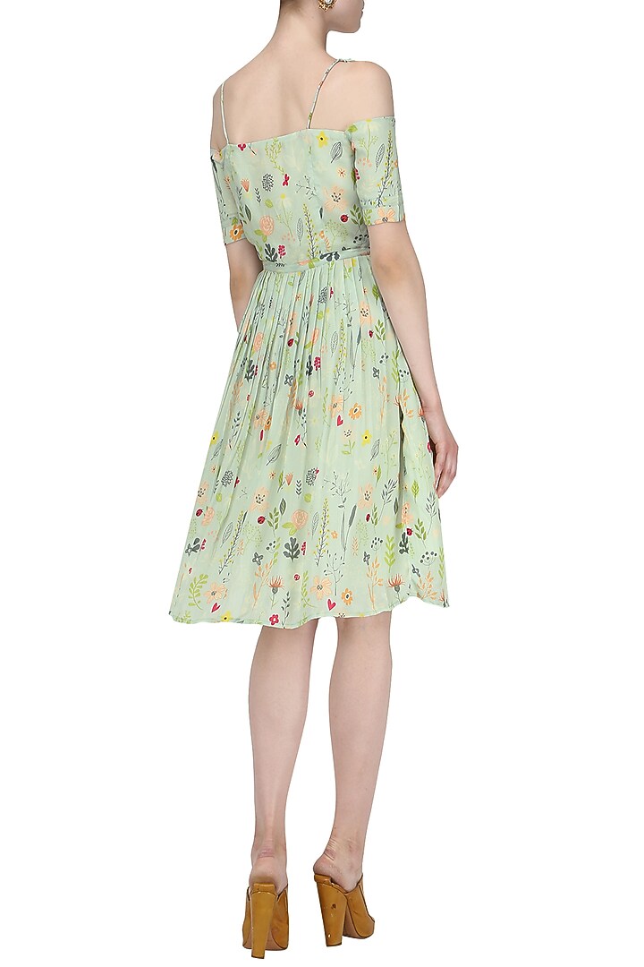 Blue floral pleated skater dress available only at Pernia's Pop Up Shop.