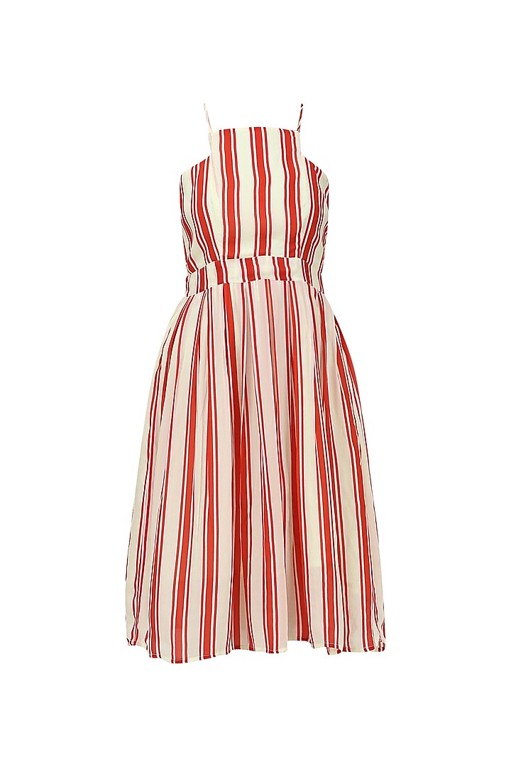 Red and White Striped Skater Dress by Ash Haute Couture
