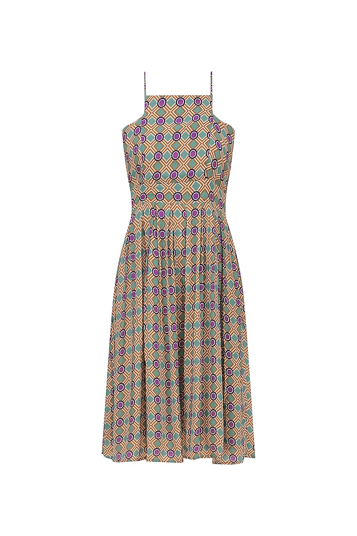 Multi-coloured geometric print skater dress available only at Pernia's Pop Up Shop.