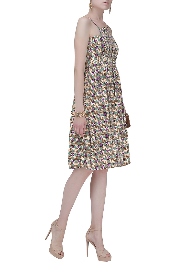 Multi-coloured geometric print skater dress available only at Pernia's Pop Up Shop.