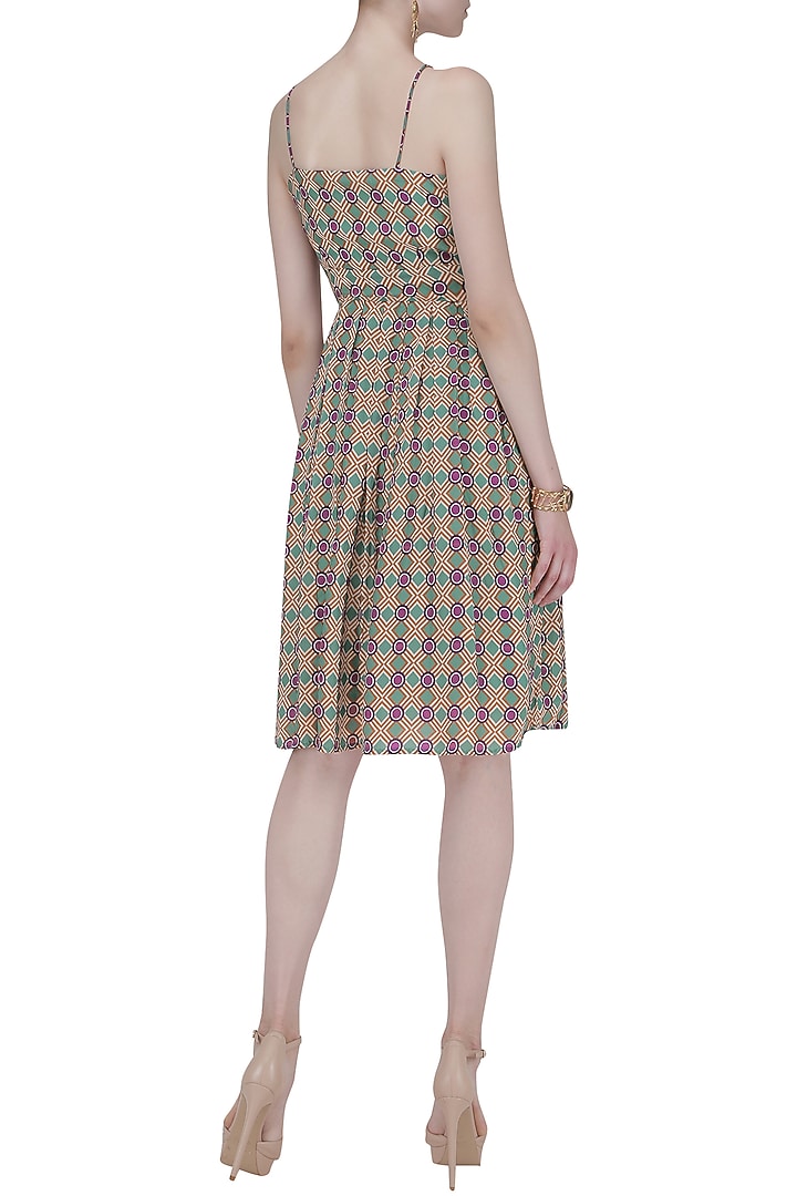 Multi-coloured geometric print skater dress available only at Pernia's Pop Up Shop.