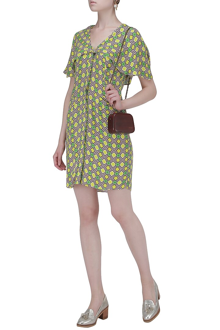Multi color striped front open cape dress available only at Pernia's Pop Up Shop.