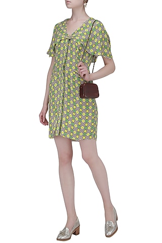 Multi Color Striped Front Open Cape Dress by Ash Haute Couture
