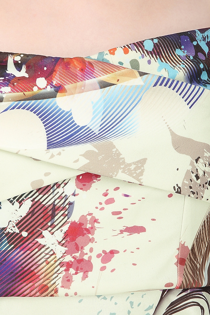 White feather print bardot top available only at Pernia's Pop Up Shop.