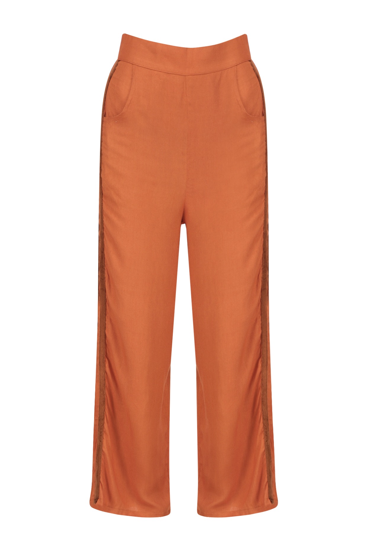 orange striped trousers