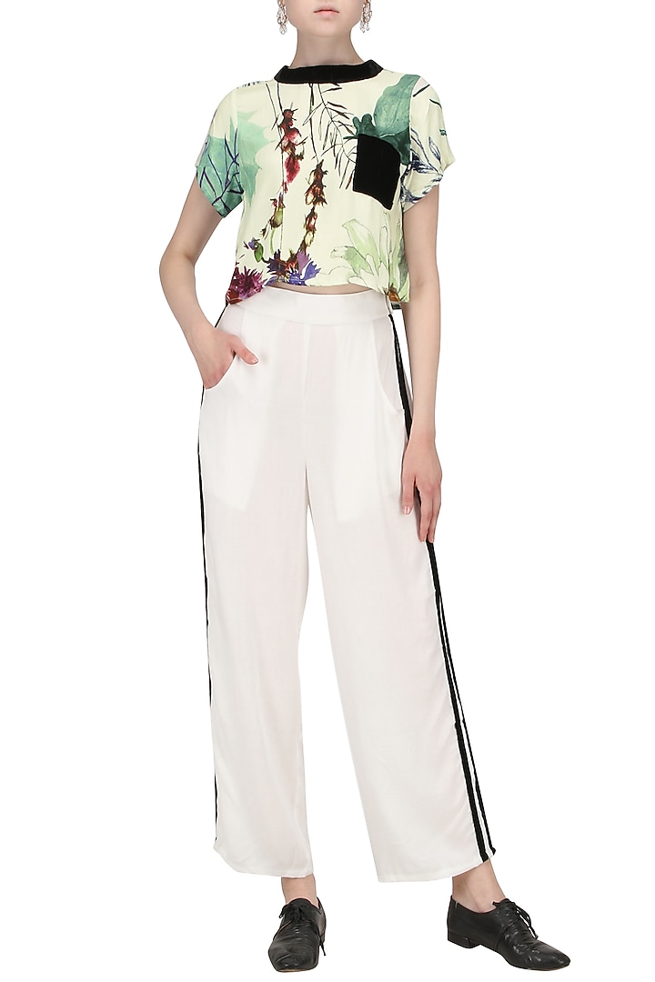 White floral print crop top available only at Pernia's Pop Up Shop.