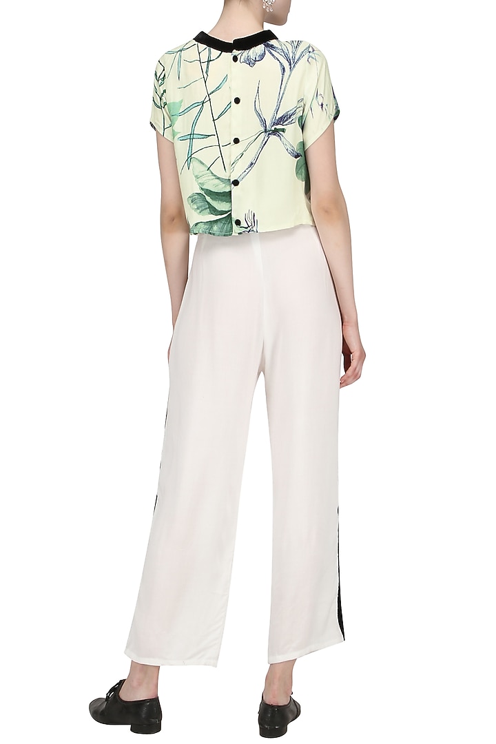 White floral print crop top available only at Pernia's Pop Up Shop.