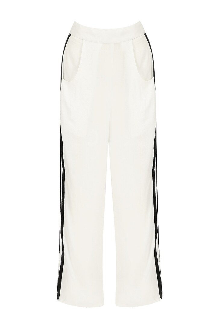 White Striped Trousers by Ash Haute Couture
