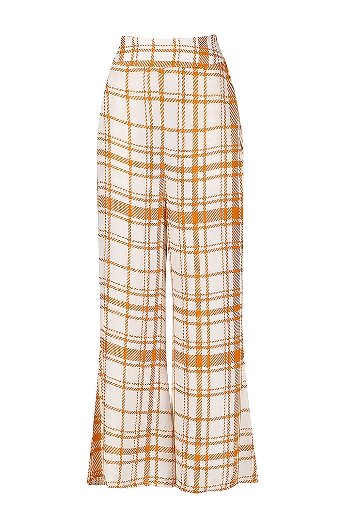 Orange and White Striped Wide Leg Trousers by Ash Haute Couture