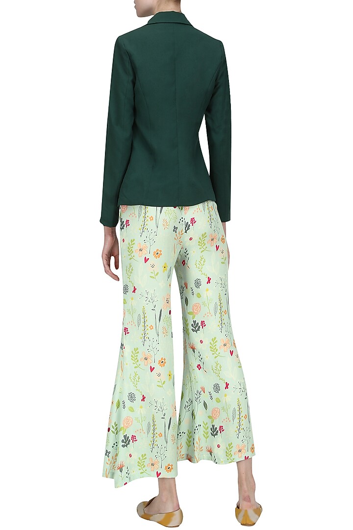 Blue floral print striped wide leg trousers available only at Pernia's Pop Up Shop.