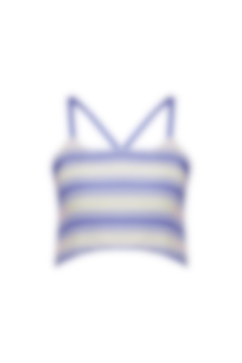 Blue and White Striped Crop Top by Ash Haute Couture