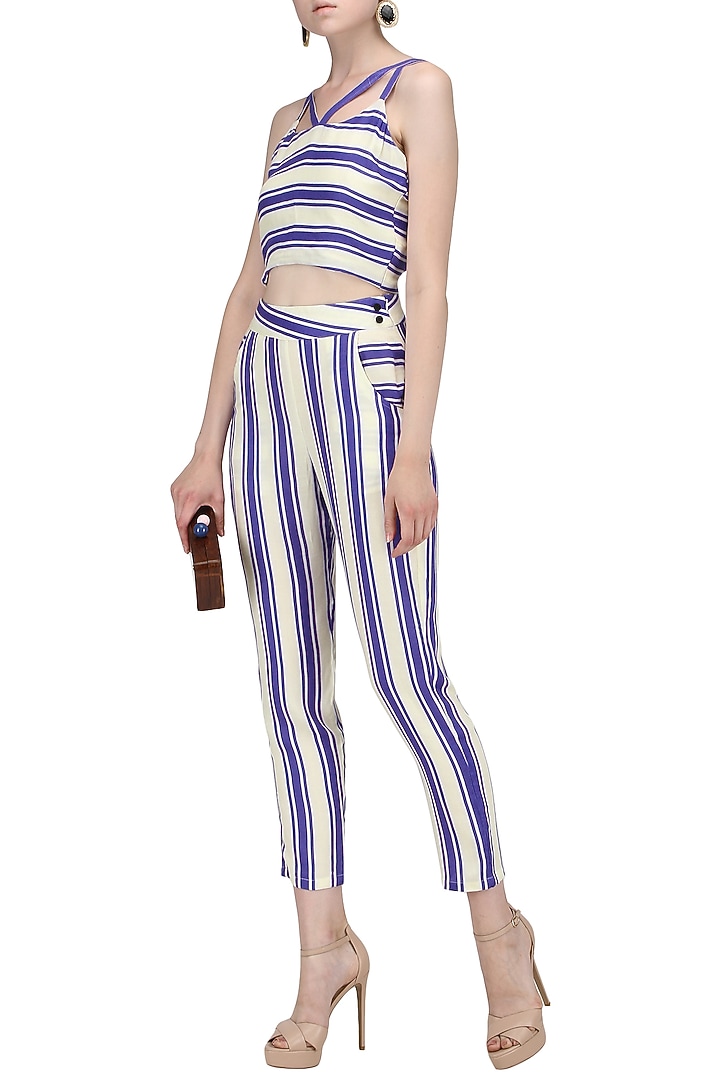 Blue and white striped trouser available only at Pernia's Pop Up Shop.
