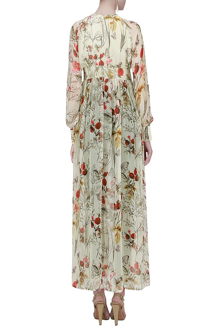 Offwhite and mulit-coloured floral front open tunic available only at Pernia's Pop Up Shop.