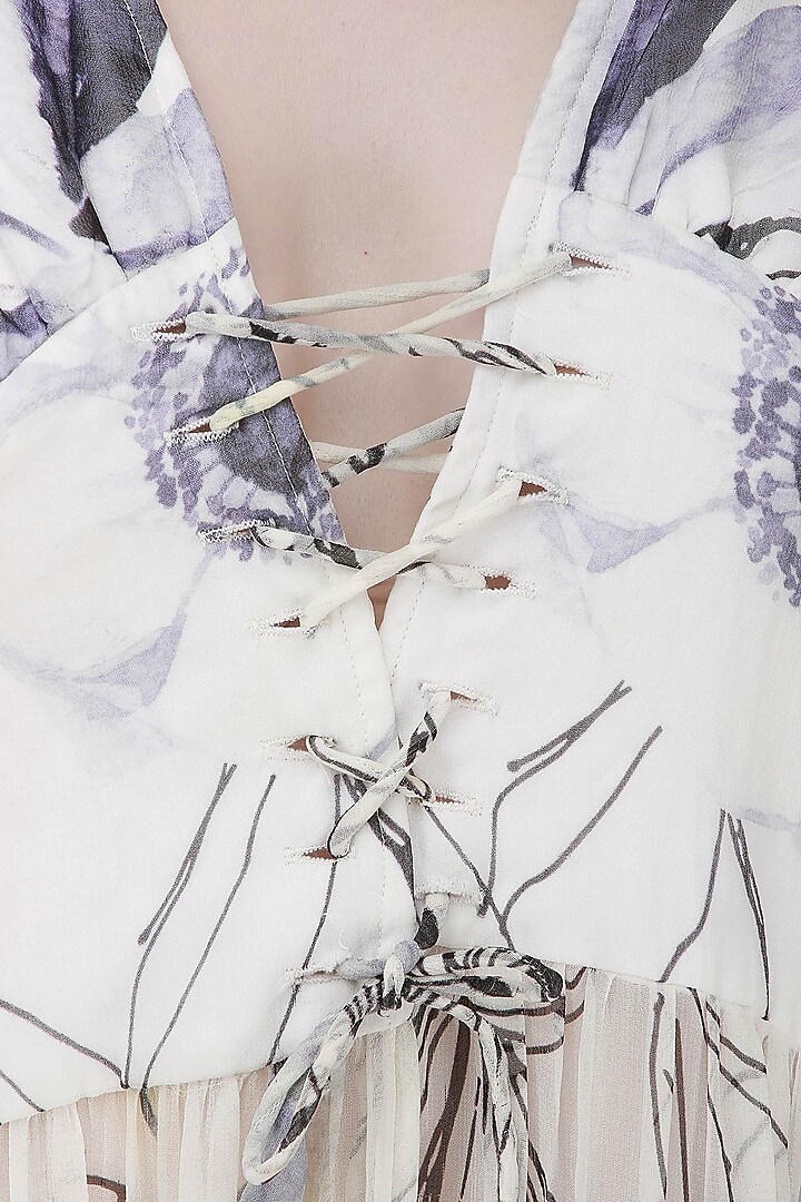 White floral front open tunic available only at Pernia's Pop Up Shop.