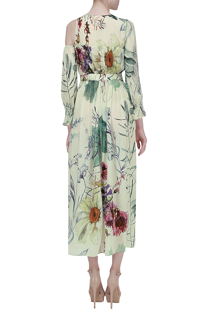 White one side cold shoulder sleeve maxi dress available only at Pernia's Pop Up Shop.