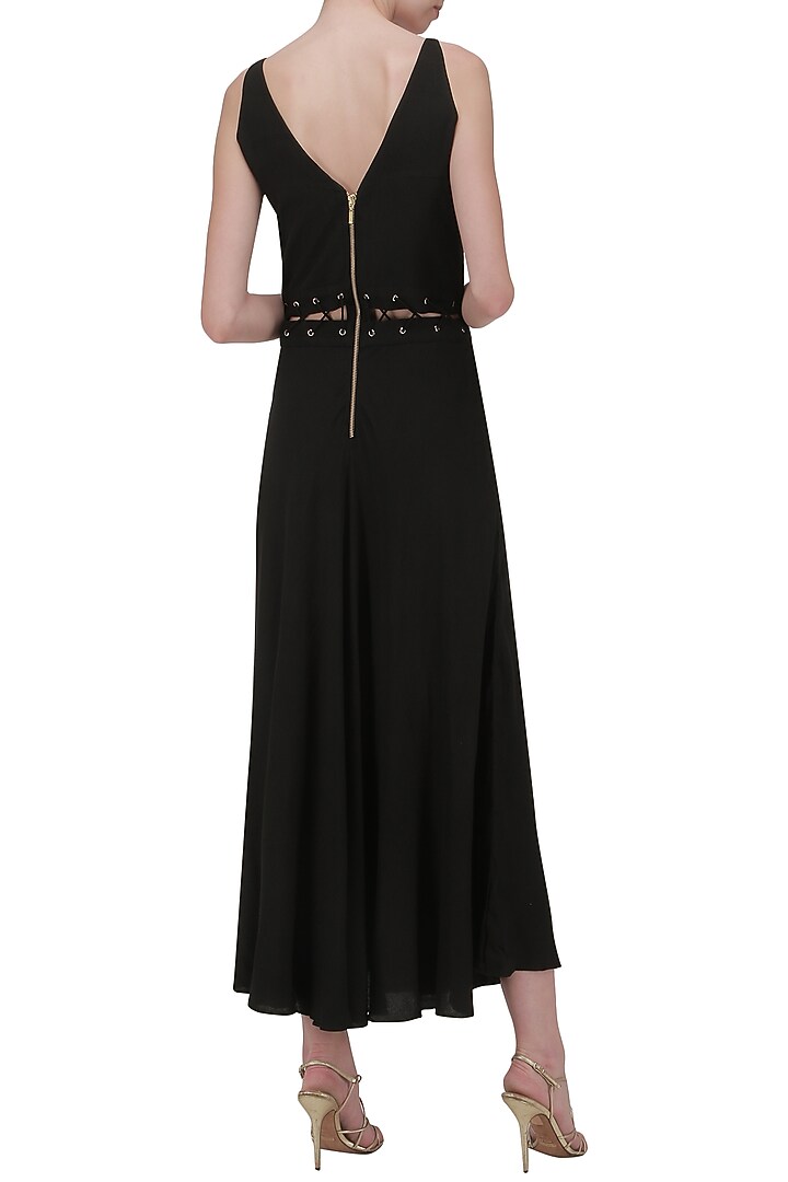 Black cut-out waist maxi dress available only at Pernia's Pop Up Shop.