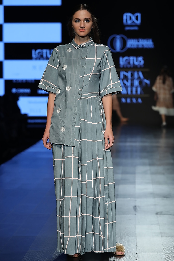 Cobalt blue embroidered maxi dress available only at Pernia's Pop Up Shop.