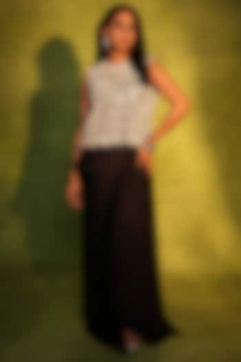 Black Bemberg Satin Draped Skirt Set by ASHUTOSH JOSHI at Pernia's Pop Up Shop