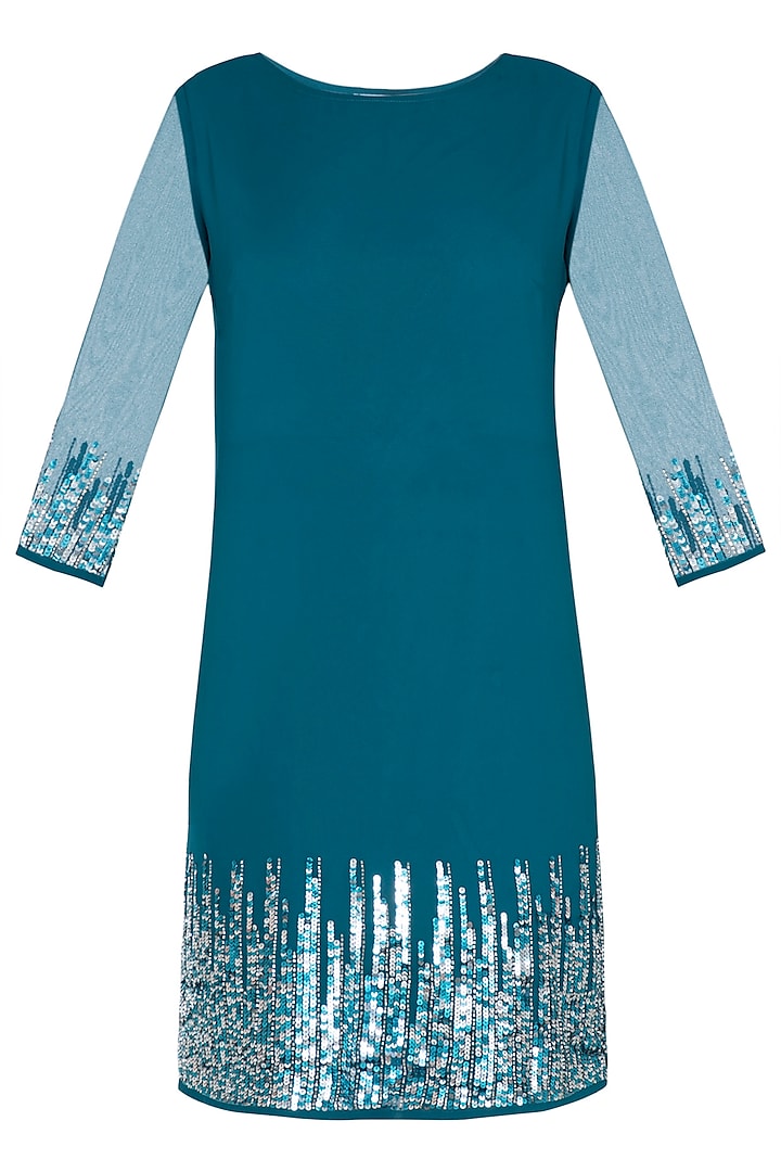 Turquoise embellished dress by Attic Salt