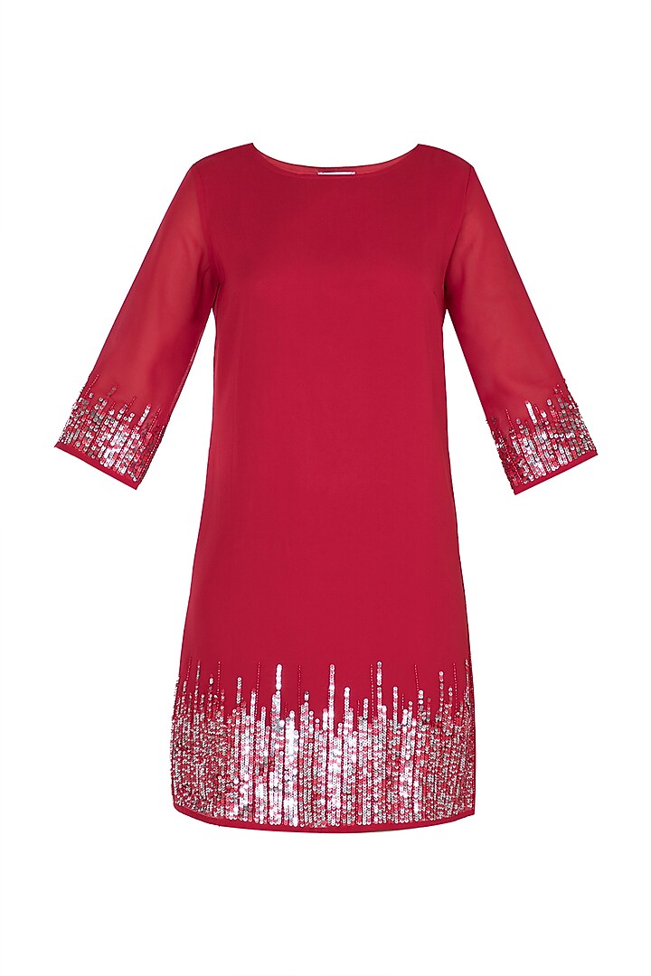 Red embellished dress by Attic Salt