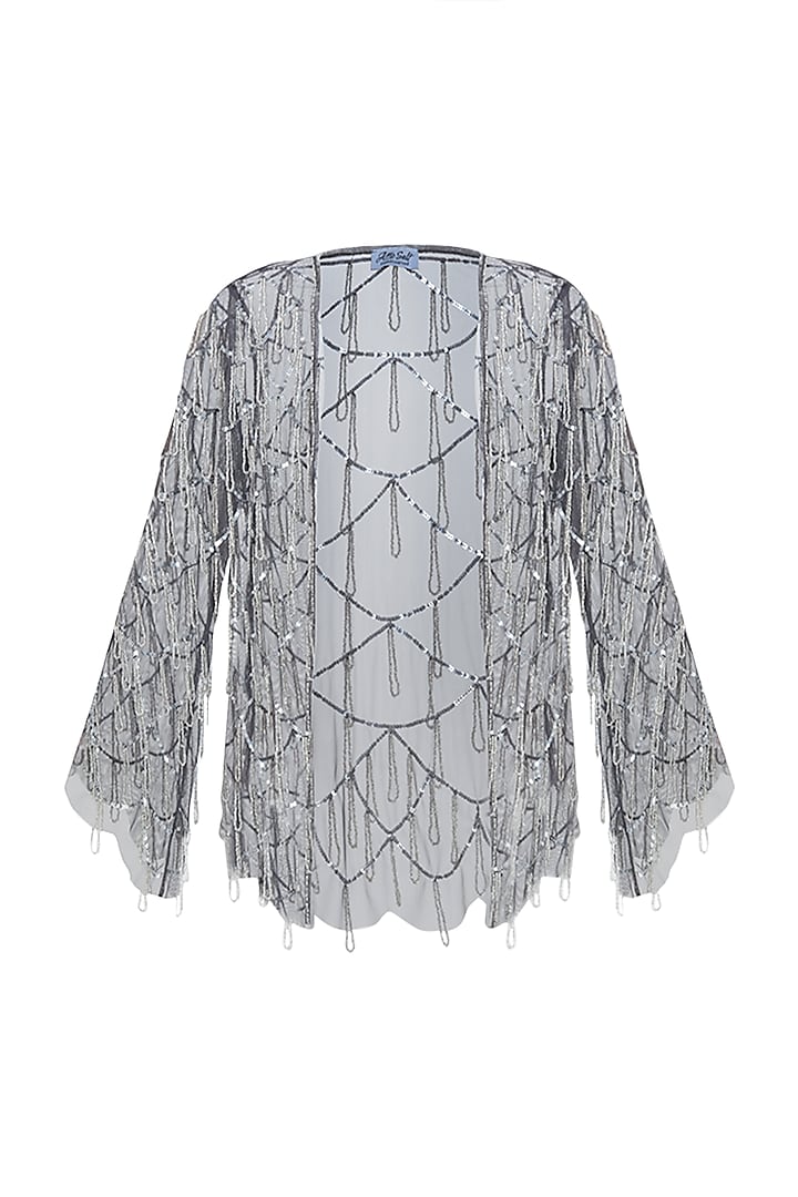 Grey embroidered tulle shrug by Attic Salt