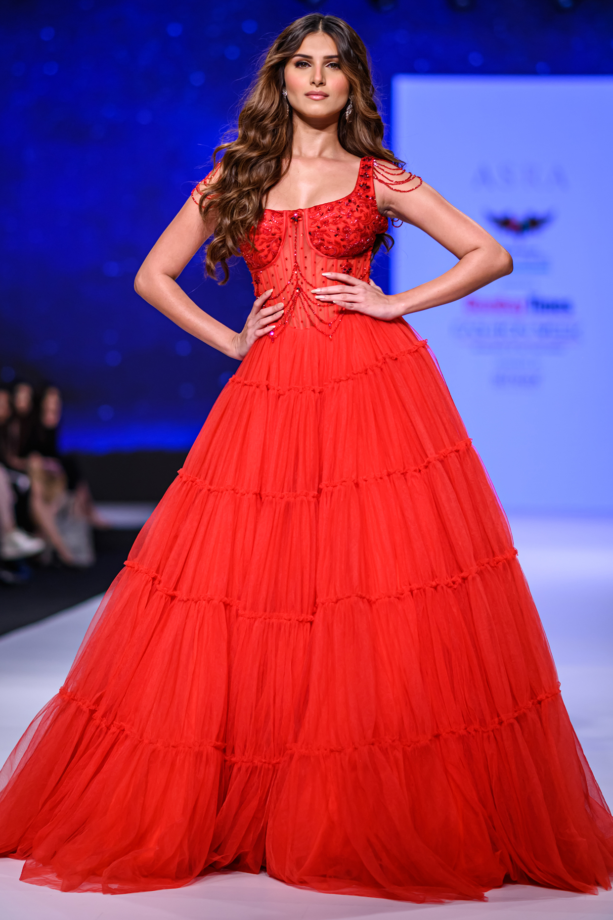 Red Net Hand Embroidered Wedding Gown by World of Asra at Pernia's Pop Up Shop