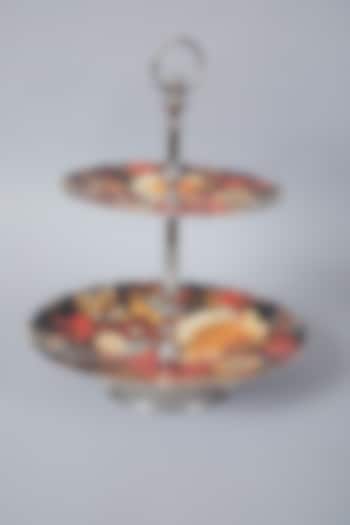 Black & Silver Floral Two Tier Cake Stand by Assemblage
