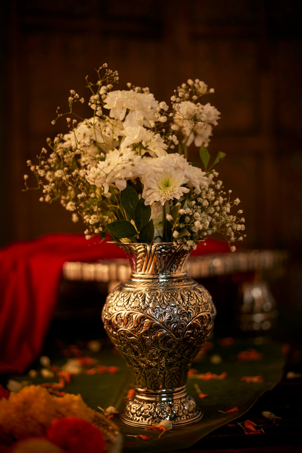 988. Sankalan Art Gallery Flower Vase, metallic, brass finish, hand made,  size 19 – Sankalan Art Gallery