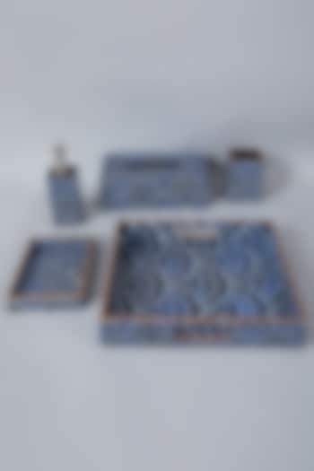 Blue & Black Bathroom Organiser Set (Set of 5) by Assemblage